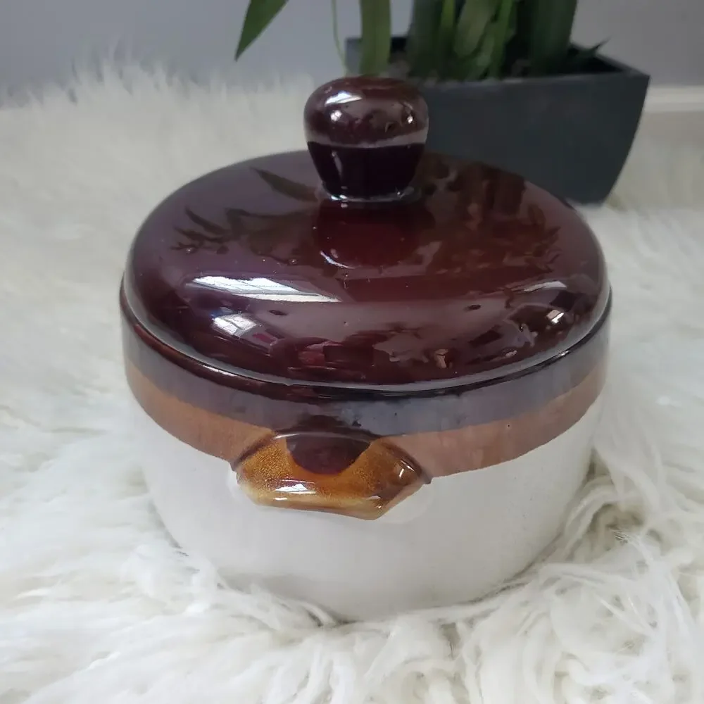 Vintage Stoneware Ceramic Glazed Bean Crock Pot